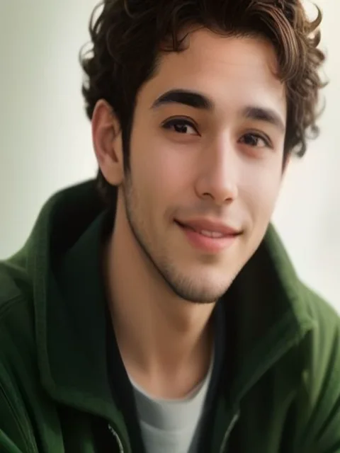 Example Photo 1 for Rumpelstiltskin AI: a front-facing upper-body portrait in soft light (AI-generated sample person)